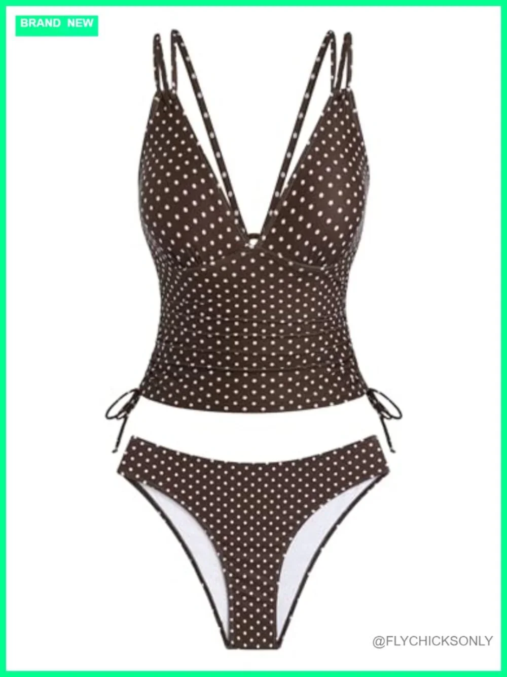 ZAFUL Tankini Two Piece Swimsuit Tummy Control V-Neck Spaghetti Strap Cheeky